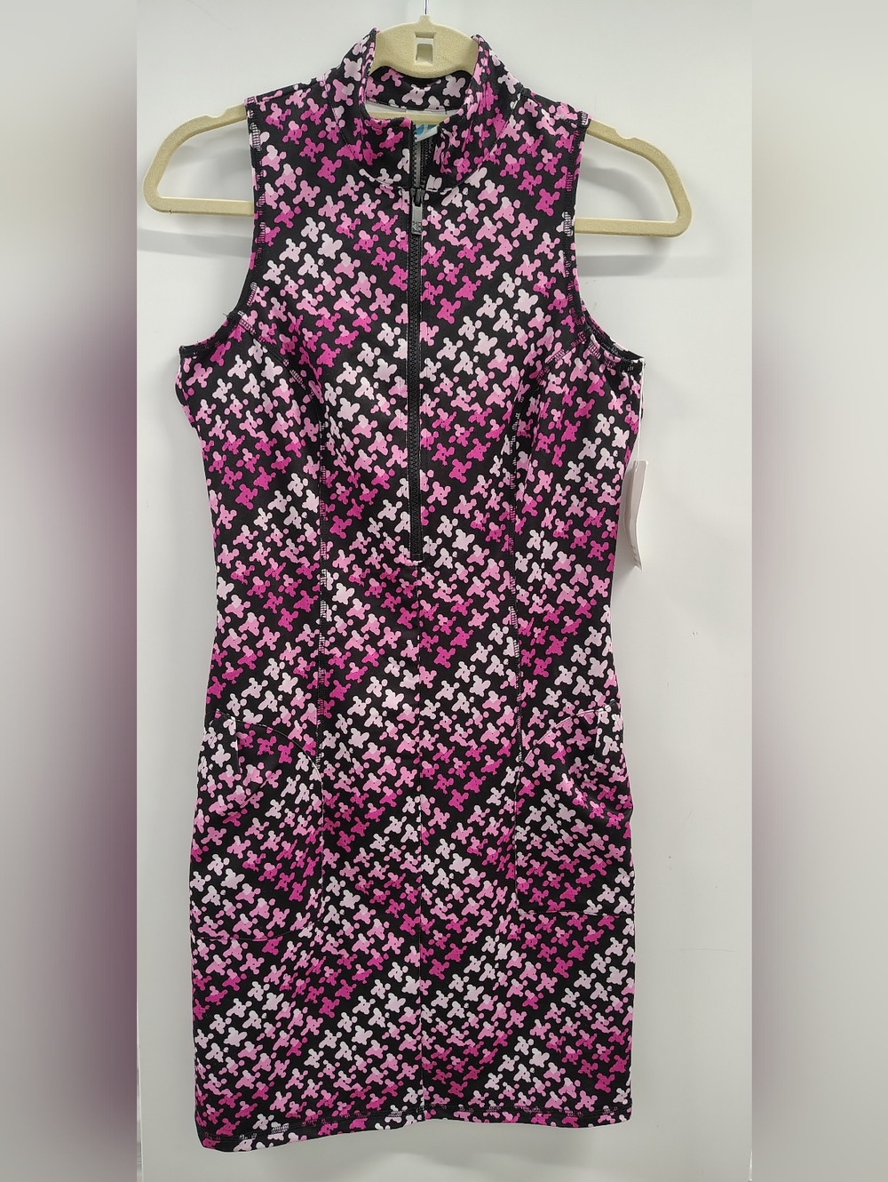 NWT Kevan Hall Sleeveless Pink Patterned Zip-Front Women’s Sport Golf Dress Sz S